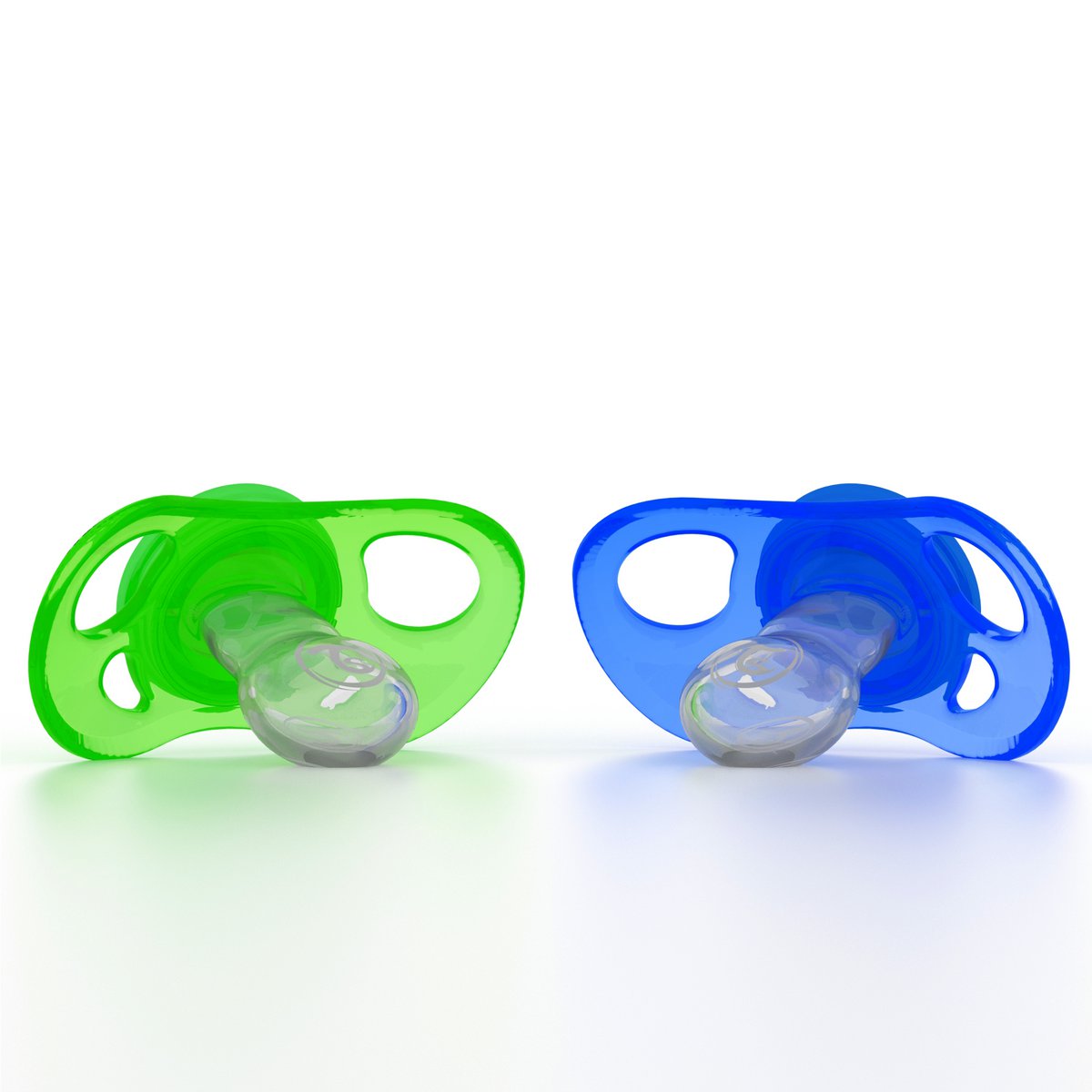 Set of 2 pacifiers 4m+ blue+green