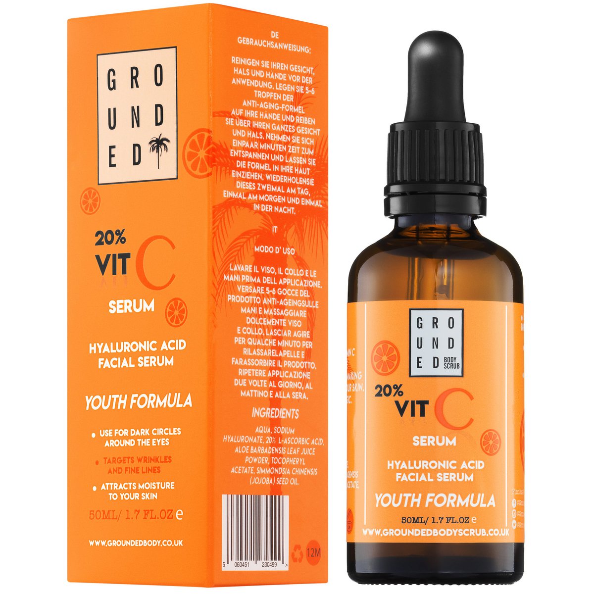 Sérum Antiedad 20% Vitamina C y Ácido Hialurónico (50ml)
