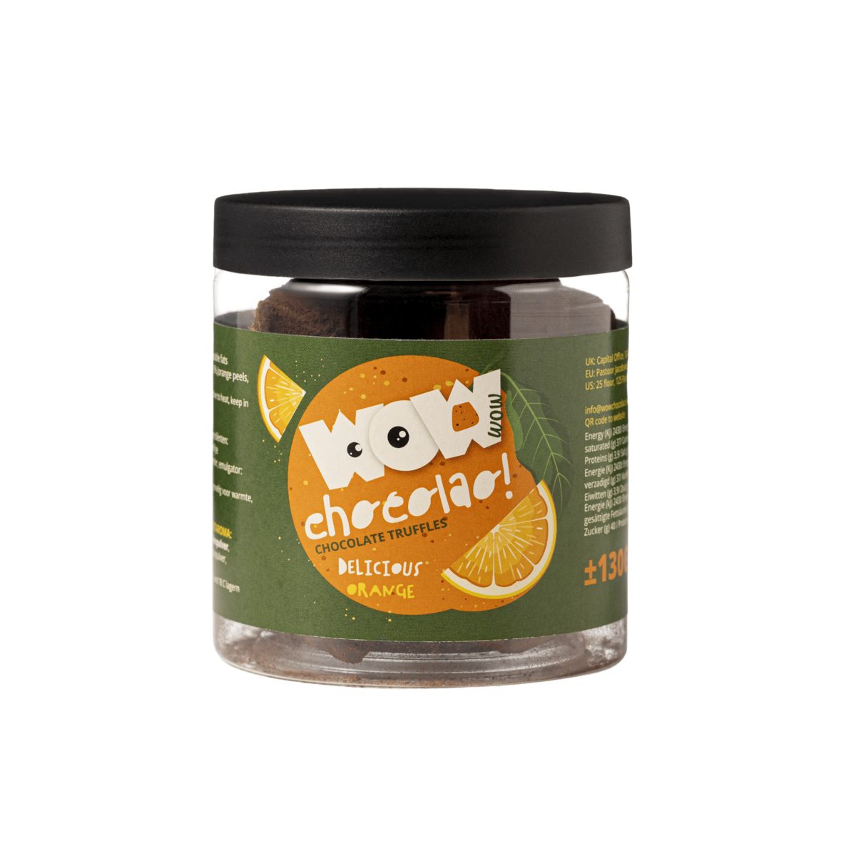 Kandiserede appelsinskal chokoladetrøfler gavekrukke 130g | Citrus chokolade