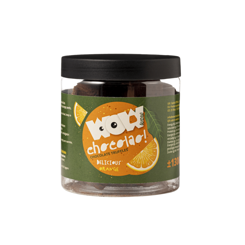 Kandiserede appelsinskal chokoladetrøfler gavekrukke 130g | Citrus chokolade