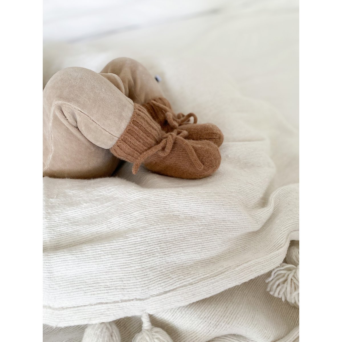 Merino wol bootie slofjes brown