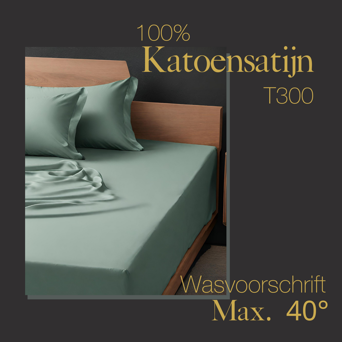 100% Cotton Satin Fitted Sheet Mineral Mint