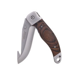 Jagtkniv æske med sort læder etui - Pakka træ håndtag - 10,5 cm klinge