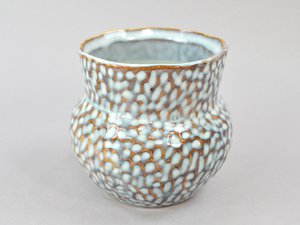 Keramik Topf 21 Perlmut Optik, Organic, 11,5x11,5x11, grau