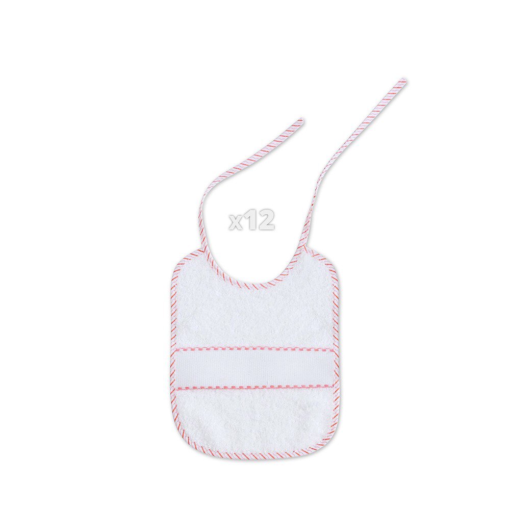 BIB IN CROSS STITCH 20X25 PACK 2 WITH HANGER PINK