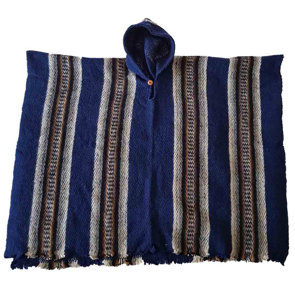 Alpaca Poncho Blue - Made in Ecuador