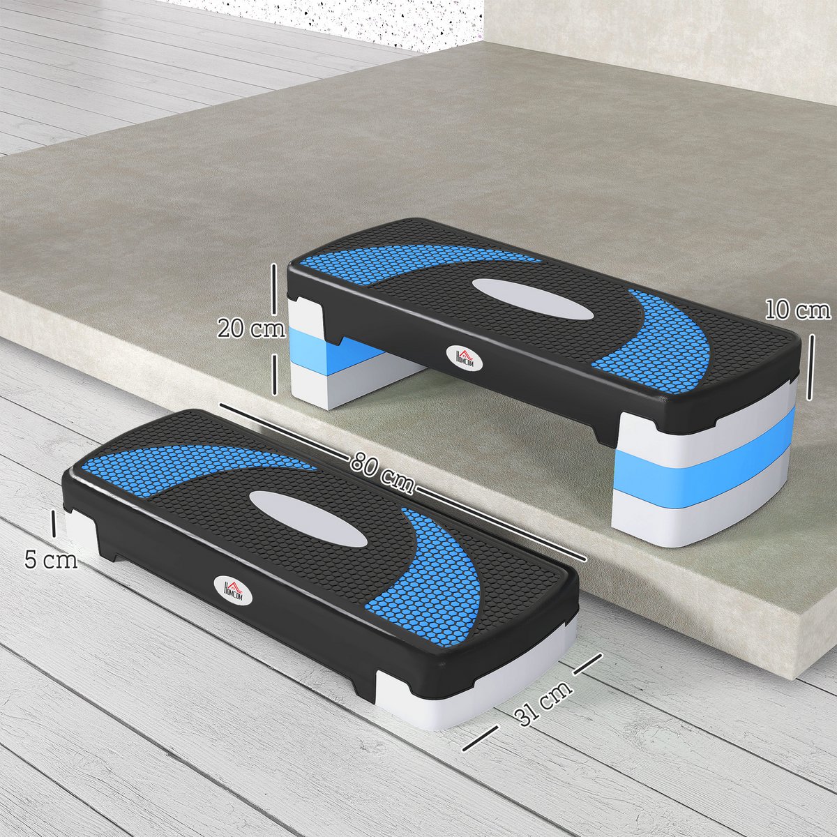 Aerobic stepper 3-stage height adjustable 80 x 31 x 20 cm black + gray