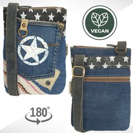 Sunsa women's shoulder bag. Sustainable bag made from recycled jeans & canvas. Vintage vegan shoulder bag. Small crossover bag…