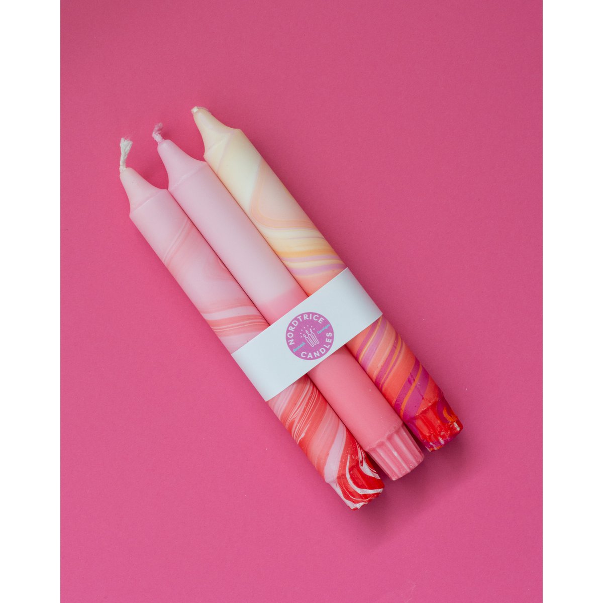 Taper candles - 3 pack/ Red Marble Mix