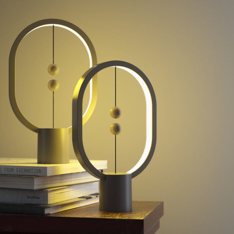 HENG Balance Lampe Ellipse Mini Lys og Mørkegrå