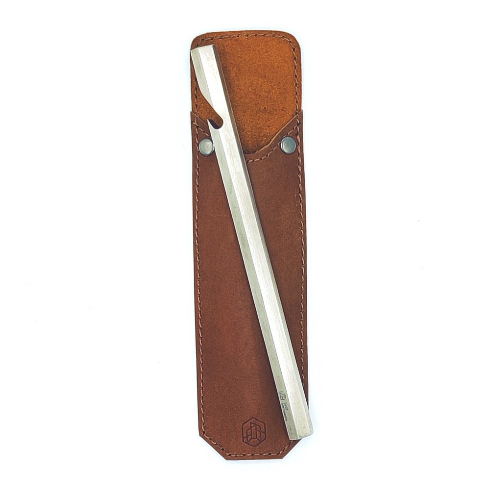 Bottle opener with leather sleeve, Brut Homeware