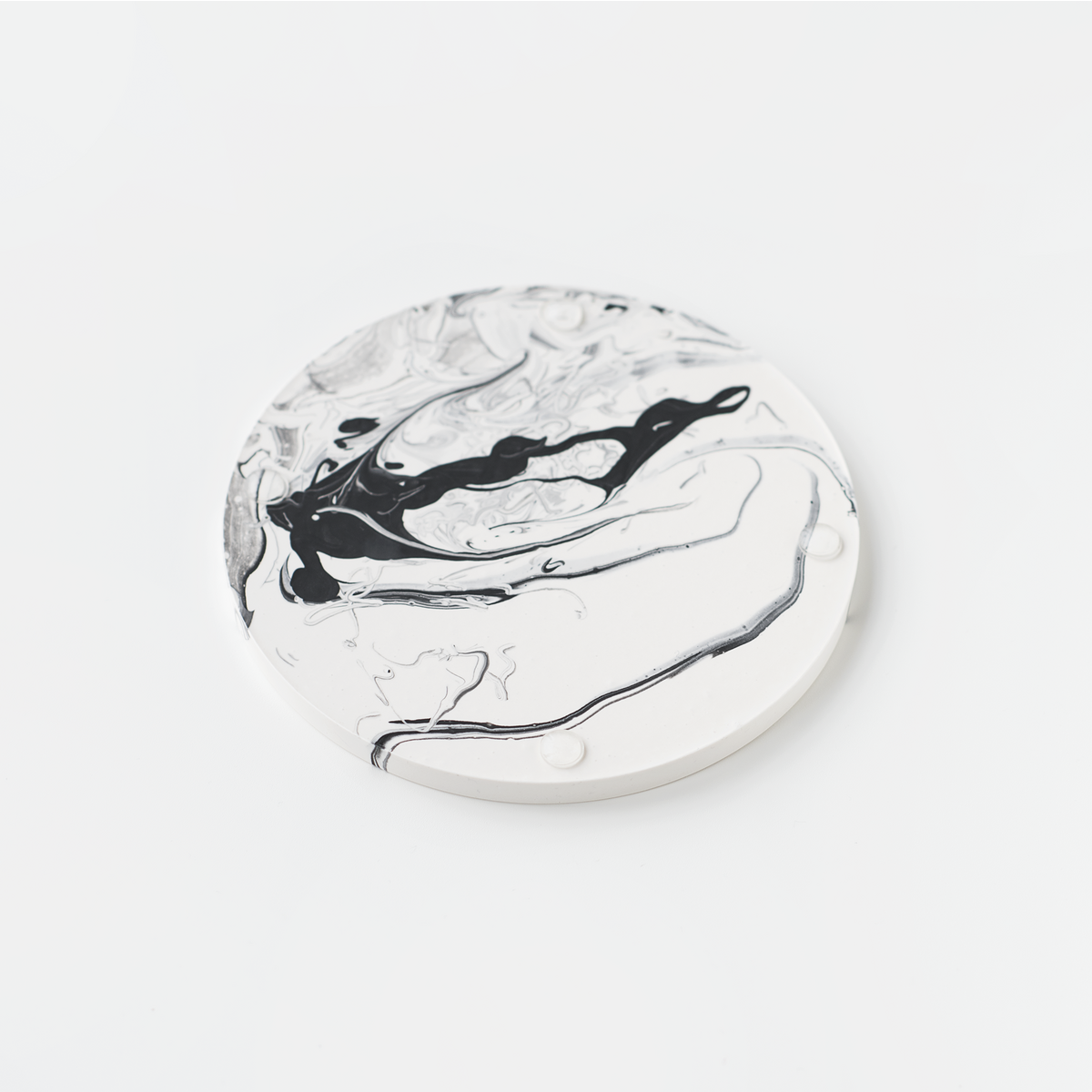 Jesmonite White Marble Round Trinket Tray