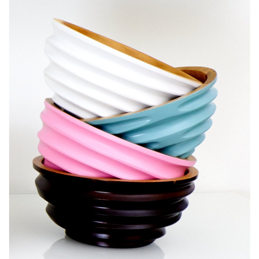 Cuenco de madera - frutero - ensaladera - Modelo Twist - rosa