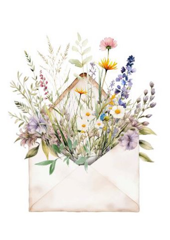 Carte durable - Enveloppe fleurie