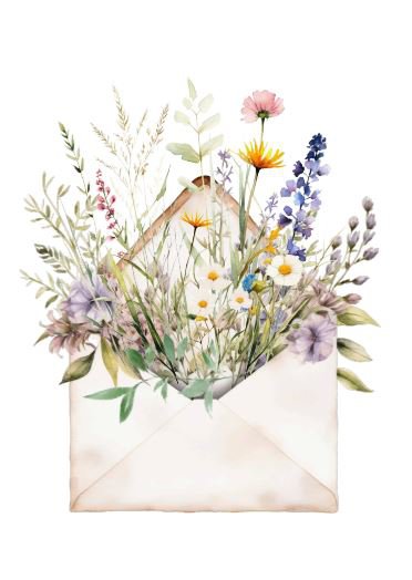 Carte durable - Enveloppe fleurie