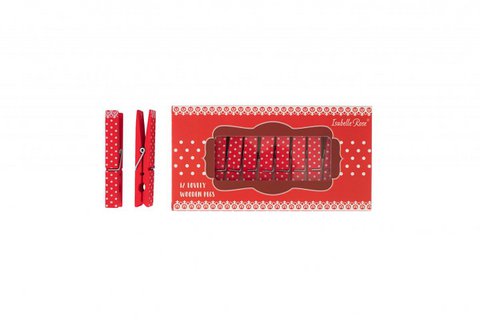 Holzhering Set Polka Dot rot 12-tlg. im Karton Isabelle Rose