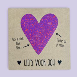 Muursticker hart *Liefs voor jou* (Purple heart)