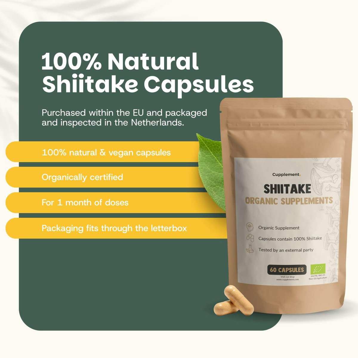 Shiitake Capsules 500 mg Organic -  60 Capsules