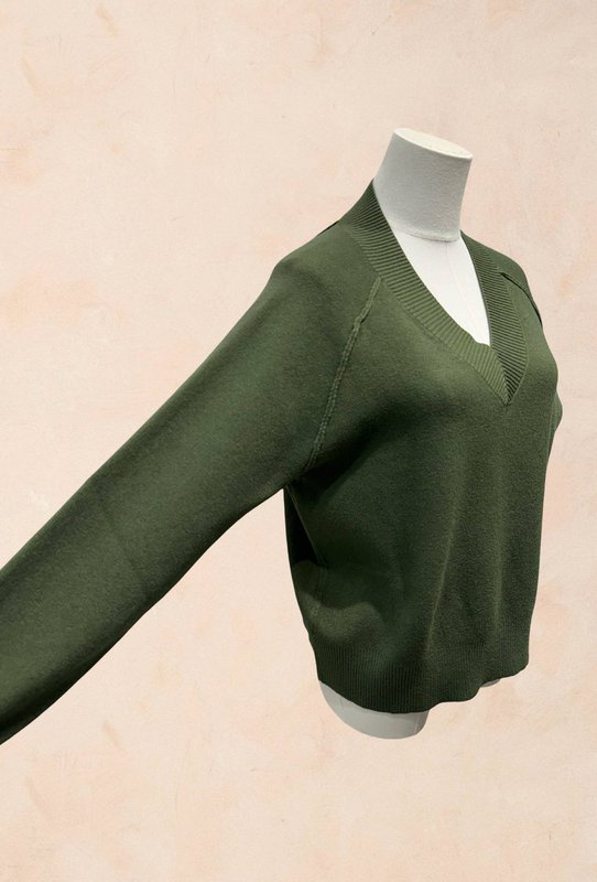 Jersey punto canalé manga larga cuello pico - Viscosa - 1336