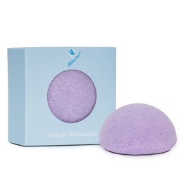 Lavender-scented konjac sponge for gentle facial and body cleansing. Made from natural plant-based material, ideal for sensitive skin.