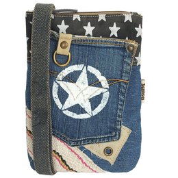 Sunsa skuldertaske til kvinder. Bæredygtig taske lavet af genbrugte jeans og kanvas. Vintage vegansk skuldertaske. Lille crossover taske…