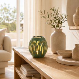 Kominek do perfum z serii Céramy – Ovali Olive – Lakierowany ceramiczny świecznik – Dyfuzja wosków zapachowych, olejków eterycznych – Dekoracyjny pomysł na prezent