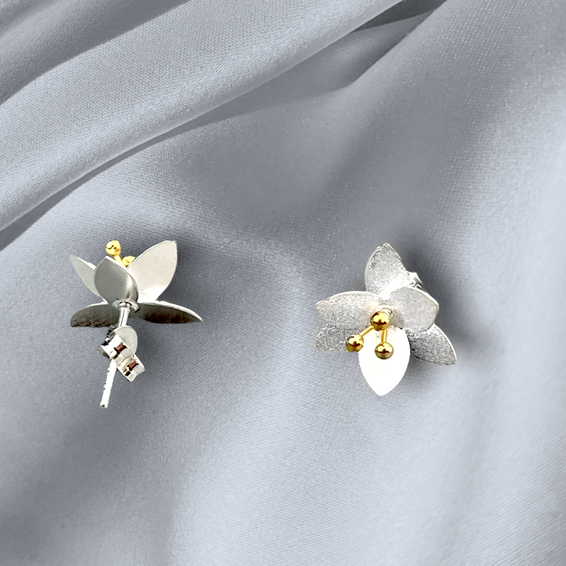 Oorknopjes met bloemen - 925 sterling zilver - OHR925-33