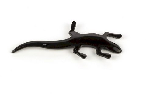 Set of 6 lizard knife holders in plain black horn