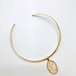 Ovaler Muschel-Anhänger-Halsband VERGOLDET Nautilus