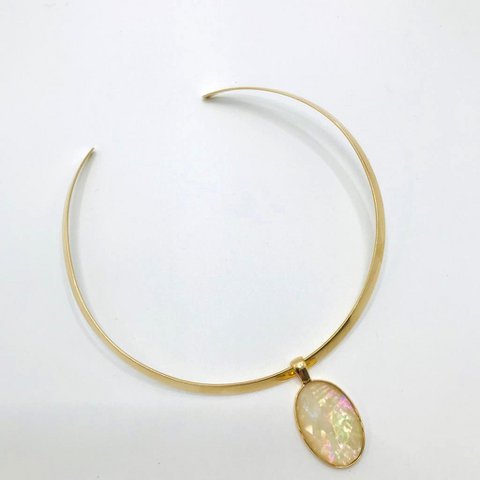 Oval Shell Pendant Choker GOLD PLATED Nautilus