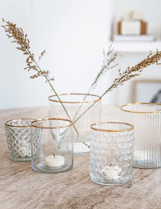 Storage Box Glass with Metal Golden Frame 21x33x9cm