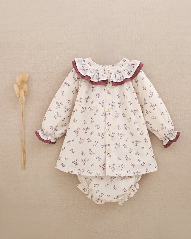 Babykleid mit Blumendruck und Pompon-Detail P71-11604032