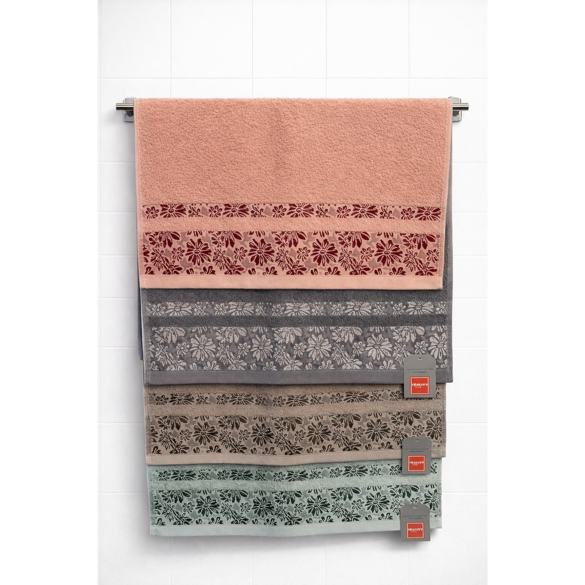 "Daisy" Floral Border Towel Collection - 500 GSM Cotton