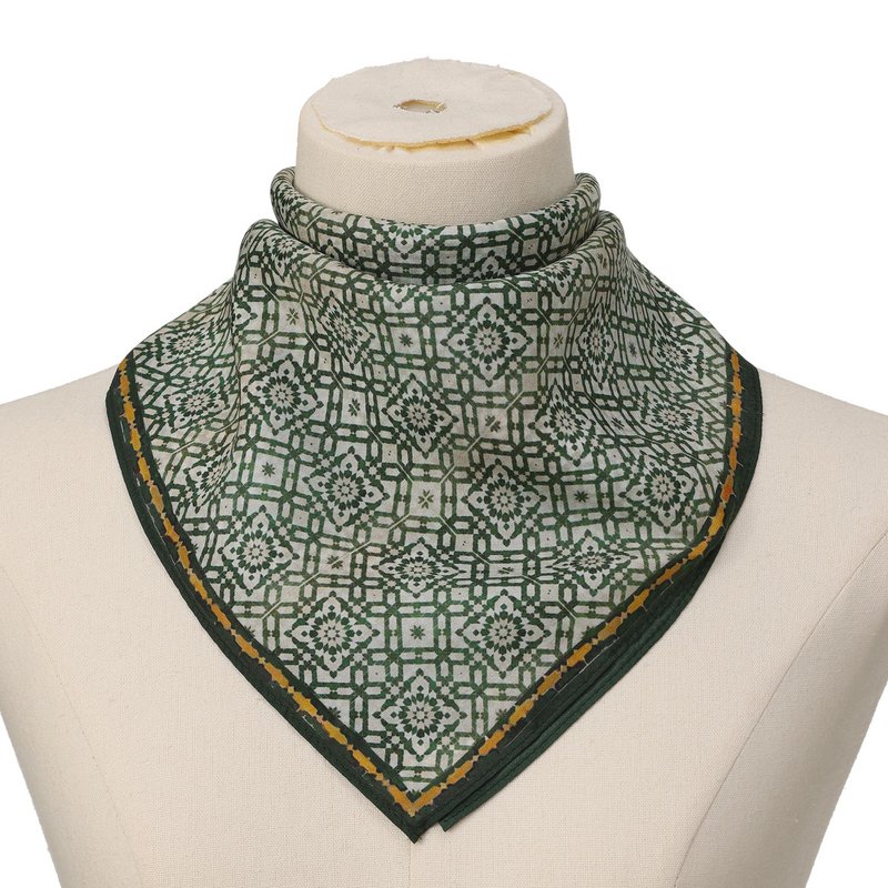 Green Silk Square Scarf Azahar