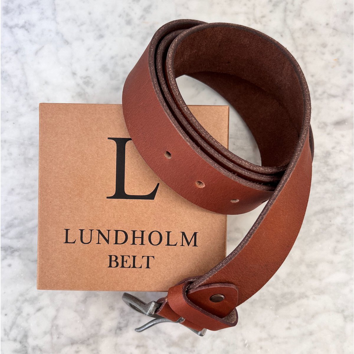 Lundholm leather belt men's leather cognac brown black - 115 cm - adjustable to size - Scandinavian design - gift for man men's gifts tip father's day gift father's day gift