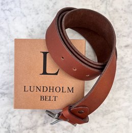 Lundholm leather belt men's leather cognac brown black - 115 cm - adjustable to size - Scandinavian design - gift for man men's gifts tip father's day gift father's day gift