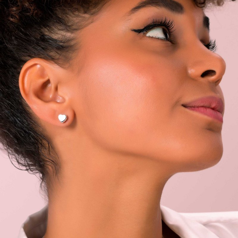 Boucles d'Oreilles Argent Coeur Cube
