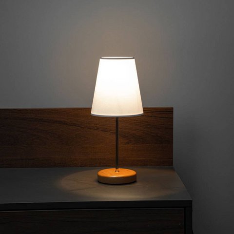 Wooden Leg Lampshade Table Lamp White Hat Gold Body