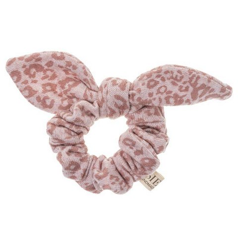 Scrunchie aus Webstoff mit Animal-Print und geknoteter Haarschleife
