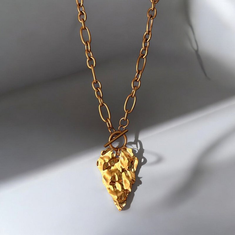 Steel Love - Collana Catena Cuore oro