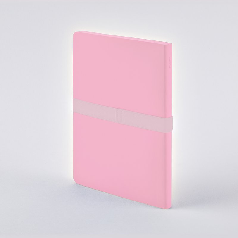 Voyager L Licht - Wolk | Notitieboekje A5+ | Gestippeld dagboek | 3,5 mm puntraster | 176 genummerde pagina's | 120g Premium-Papier | leer rosé | met pen- en smartphonehouder Cloud |  geproduceerd in Duitsland