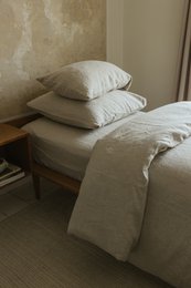 Federa per cuscino in lino lavato melange naturale