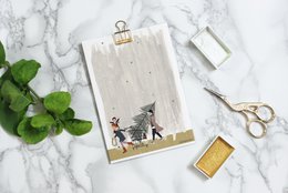 postcard - series 'Christmas' - 'how to get that tree home' - shopping cart