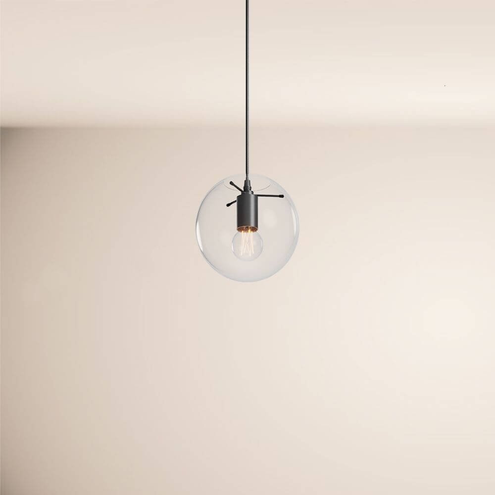 s.luce Orb glass ball hanging lamp 150cm suspension black