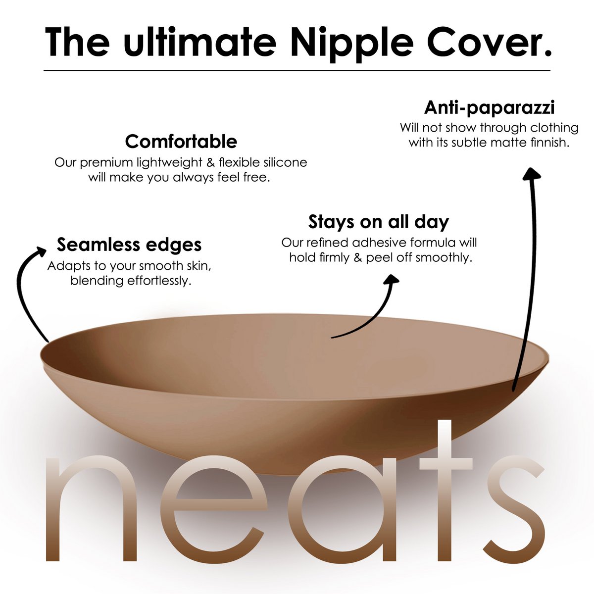 Neats zelfklevende siliconen tepelcovers - 1 paar (mokka)