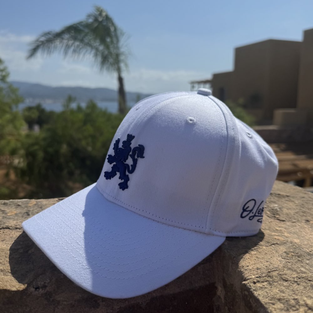 O.Leo Baseballpet - Wit - Blauwe leeuw - Unisex