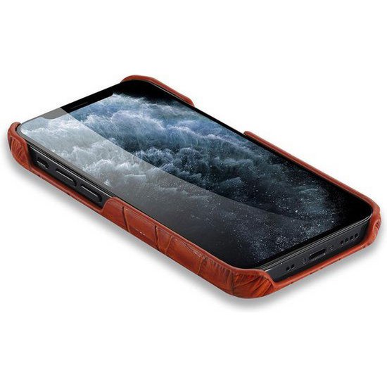 iPhone 12 Hoesje - Lichtbruin Krokodillenprint