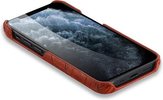 iPhone 12 Hoesje - Lichtbruin Krokodillenprint