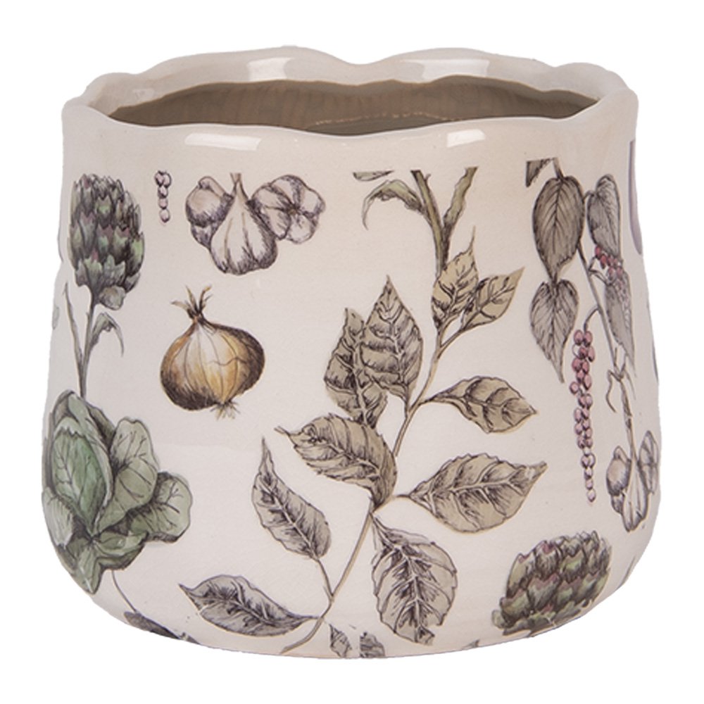 Blumenpot Ø 14x12 cm beige Keramikgemüse