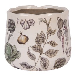 Blumenpot Ø 14x12 cm beige Keramikgemüse